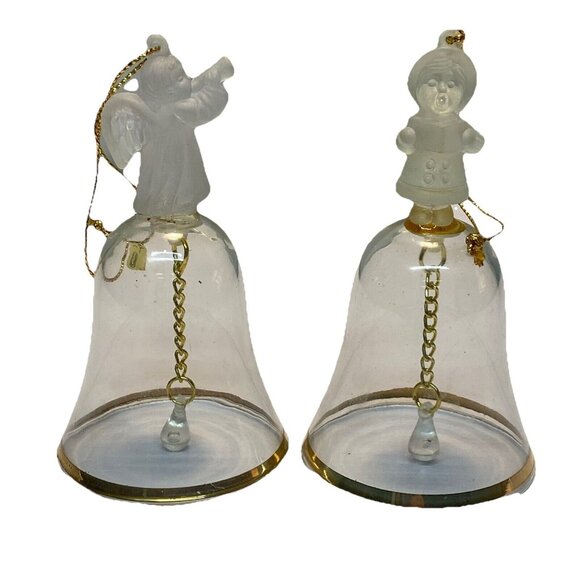 Vintage Keepsake Glass Bell Ornament Gold'n Crystal Caroler Angel Trumpet 3.75” - Picture 1 of 11